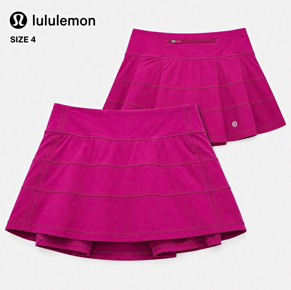 lululemon Athletic Skort Women’s 4 Pink Solid Pull On Stretch Zip Pocket